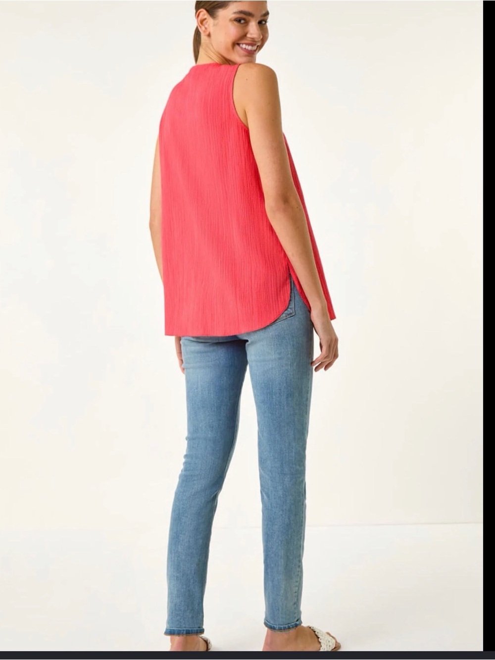 Athleta Coral Pink Sleeveless Textured Tank